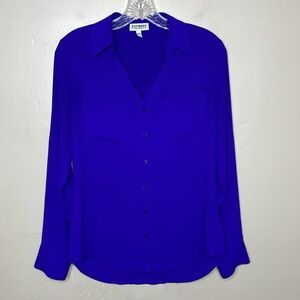 EXPRESS “The Portofino Shirt” PURPLE Button Front Corporate Career Wear Small